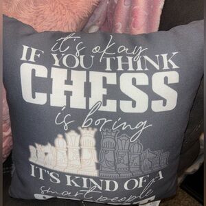NWOT Chess Meme Grey Throw Pillow 18x18